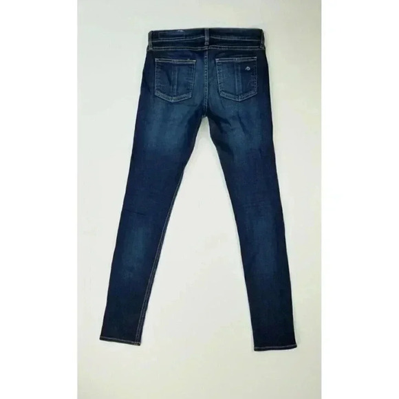 Rag & Bone 25X31 Women's Embroidered Pocket Logo Skinny Blue Denim Jeans USA - Picture 1 of 13